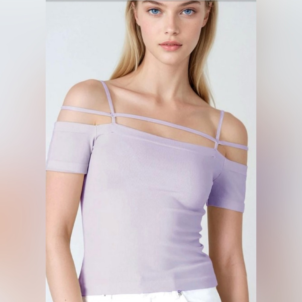 Nikibiki Light Purple Off-Shoulder Crop Top